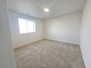 Carpeted empty room with baseboards