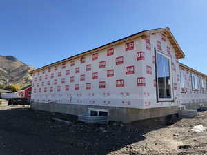 View of home's exterior featuring a mountain view