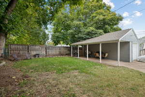 View of fenced backyard