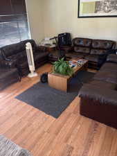 Living room featuring light wood-style floors