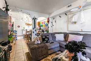 View of tiled living area