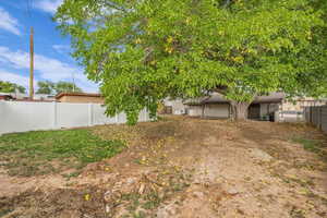 View of fenced backyard