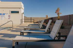 Fenced backyard with a patio area