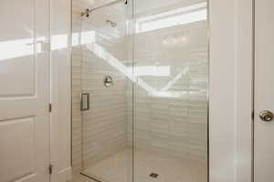 Bathroom with a stall shower