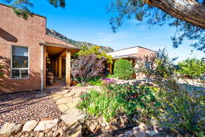 View of yard featuring a patio area and a mountain view