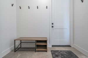 Mudroom with concrete floors