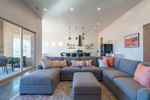 Living area featuring recessed lighting