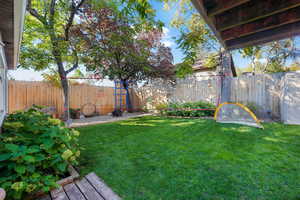 View of fenced backyard