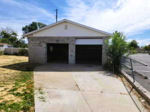View of detached garage