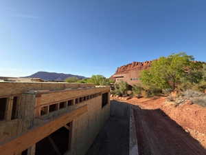 View of home's exterior with a mountain view