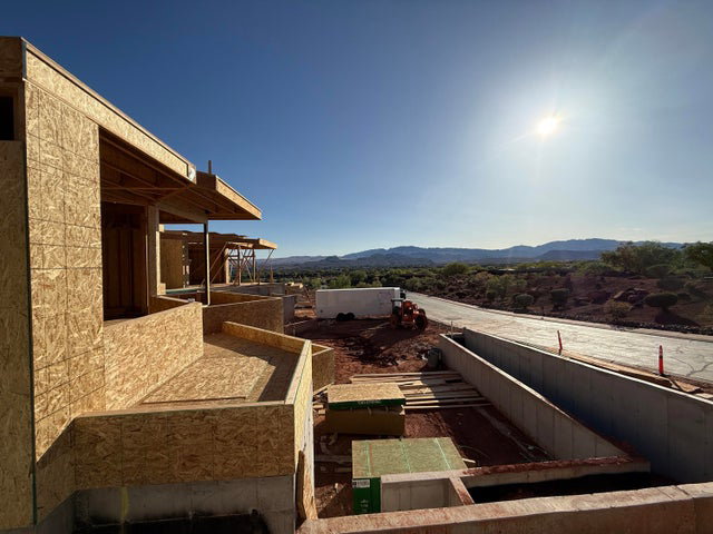 View of yard with a mountain view and a patio area