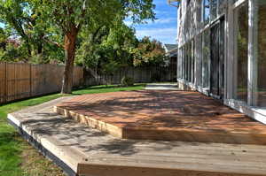 Deck featuring a fenced backyard