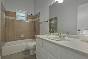 Full bathroom with vanity and tub / shower combination