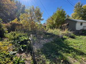 View of yard with a vegetable garden