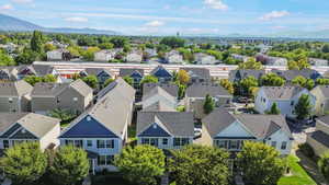 Aerial view of a mountain backdrop