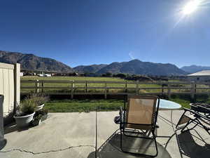 Back patio with unobstructed mountain view and no backyard neighbors!