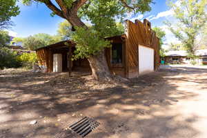 View of home's exterior with a garage