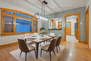 Dining room featuring light wood finished floors
