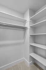 Spacious closet featuring carpet flooring