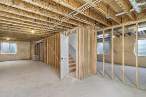 Below grade area with stairway