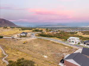 Drone / aerial view of a mountainous background