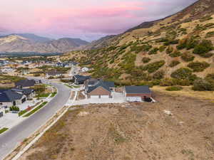 Drone / aerial view of a mountain backdrop