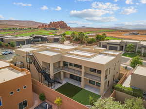 Drone / aerial view of a mountainous background