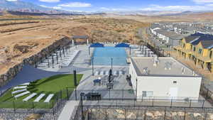 Drone / aerial view of a mountain backdrop