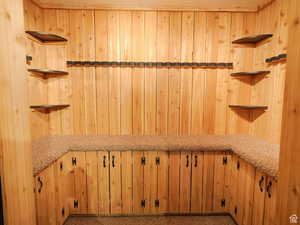 Interior space with a sauna