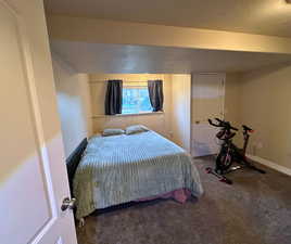 Carpeted bedroom with baseboards
