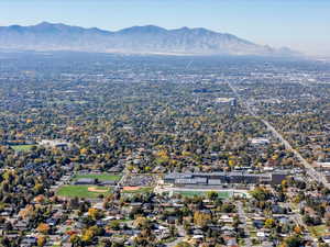 Aerial view of a mountainous background