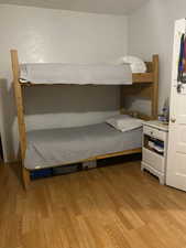 Bedroom with light wood-type flooring