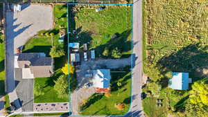 Aerial view of property's location featuring property parcel outlined