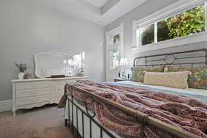 Bedroom featuring carpet