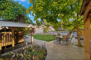 View of patio featuring outdoor dining area