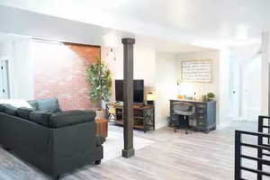 Living area featuring wood finished floors