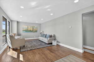 Living area featuring recessed lighting and wood finished floors