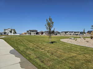 Surrounding community with a yard and a residential view