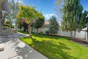 View of fenced backyard