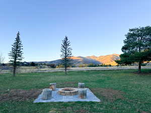 Fire pit with mountain views