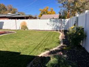 View of fenced backyard