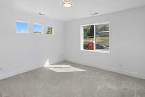 Carpeted empty room with baseboards
