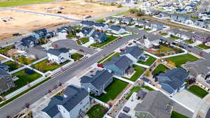 Aerial perspective of suburban area