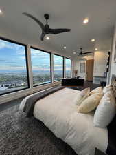 Bedroom featuring recessed lighting and ceiling fan