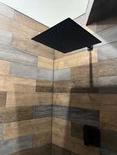 Bathroom view of tiled shower
