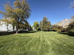 View of park in front of apartment complex
