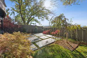View of fenced backyard