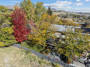Aerial view of a mountain backdrop