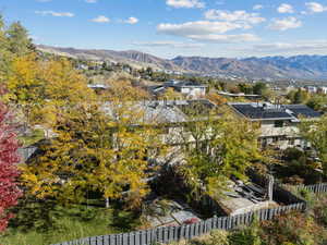 View of mountain background featuring nearby suburban area