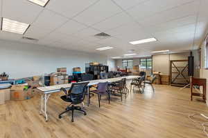 Office area featuring a drop ceiling